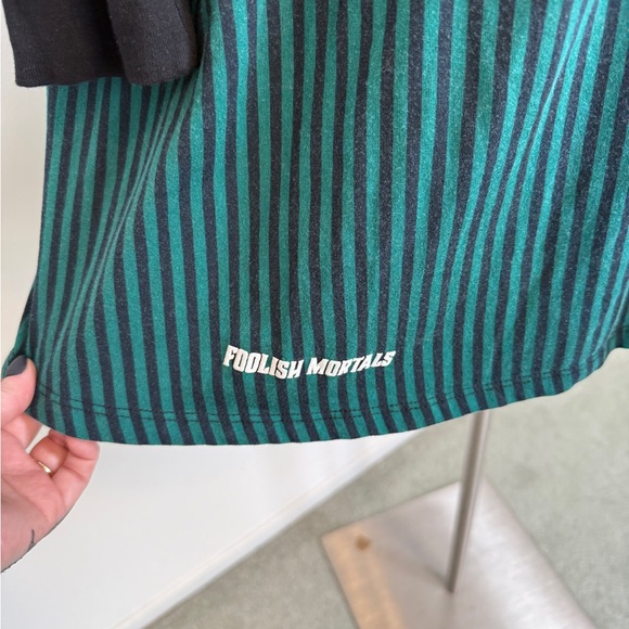 Haunted mansion Green and Black Striped Long Sleeve Dress - Picture 3 of 4